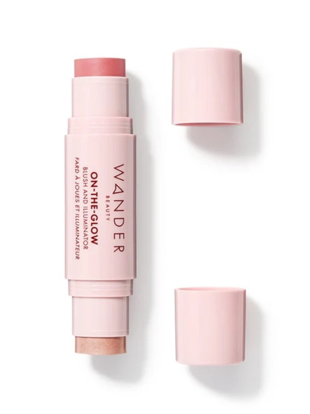 Wander Beauty Coral Rose & Nude Glow 2 in 1 Dual-Ended Blush & Illuminator Stick